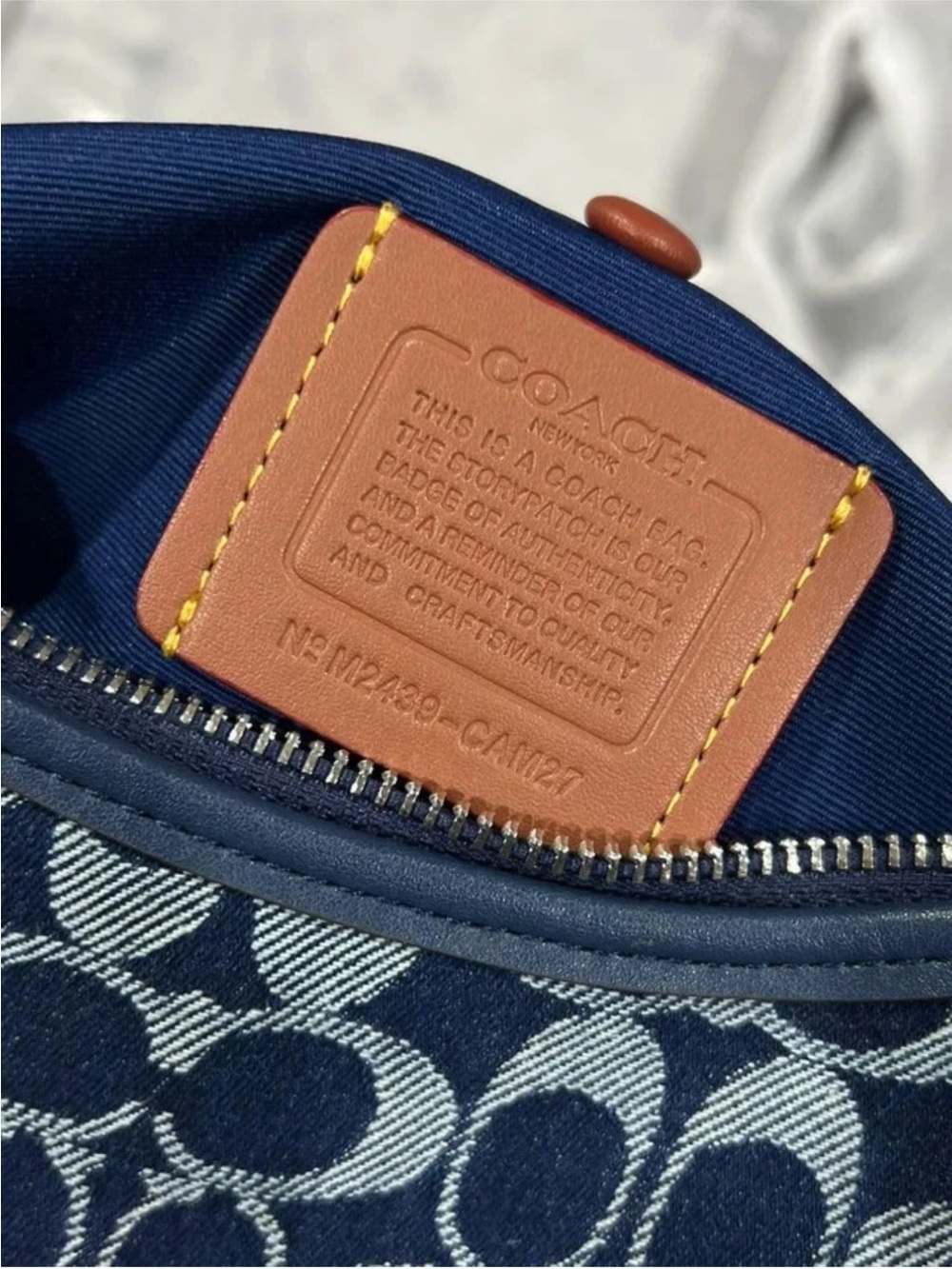 Coach Navy Signature Jacquard Chain Shoulder Bag - Picture 8 of 9